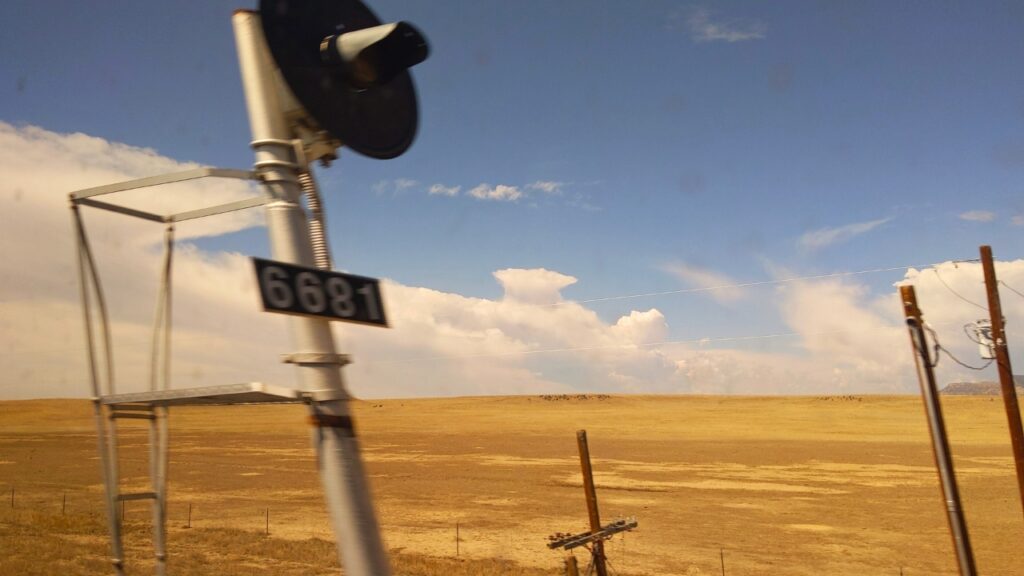 Motion image on train driving throguh New Mexico