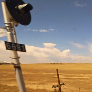 Motion image on train driving throguh New Mexico